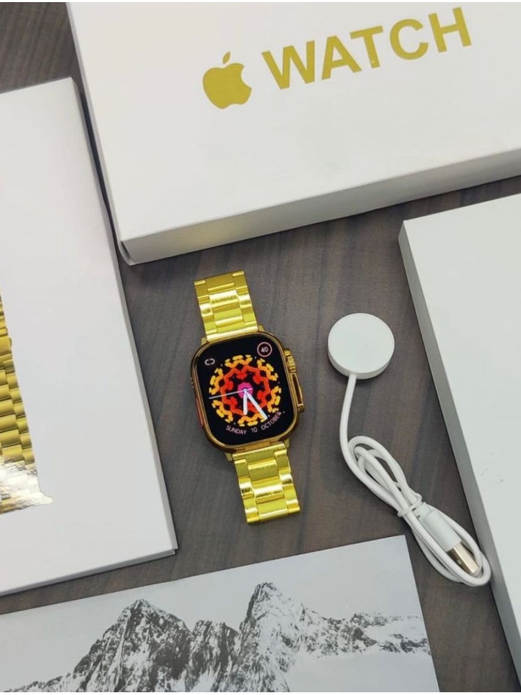 Ultra Dubai Edition Gold Smartwatch With Golden Metal Belts Inside