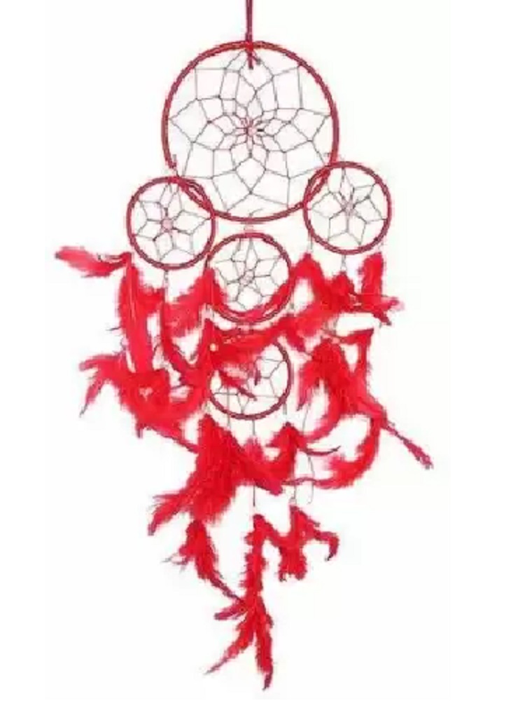 Dream Catcher 5 Rounds Wall Hanging  for Positive Energy and Protection (Big Size 55 cm) - for Home/O