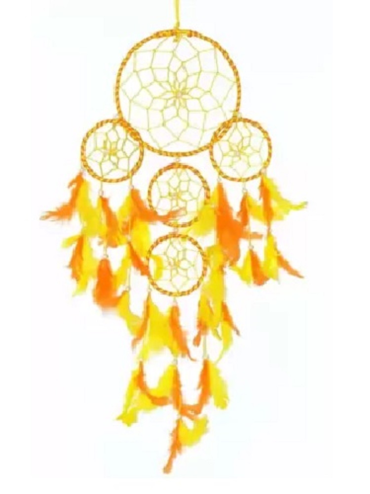 Dream Catcher 5 Rounds Wall Hanging  for Positive Energy and Protection (Big Size 55 cm) - for Home/O