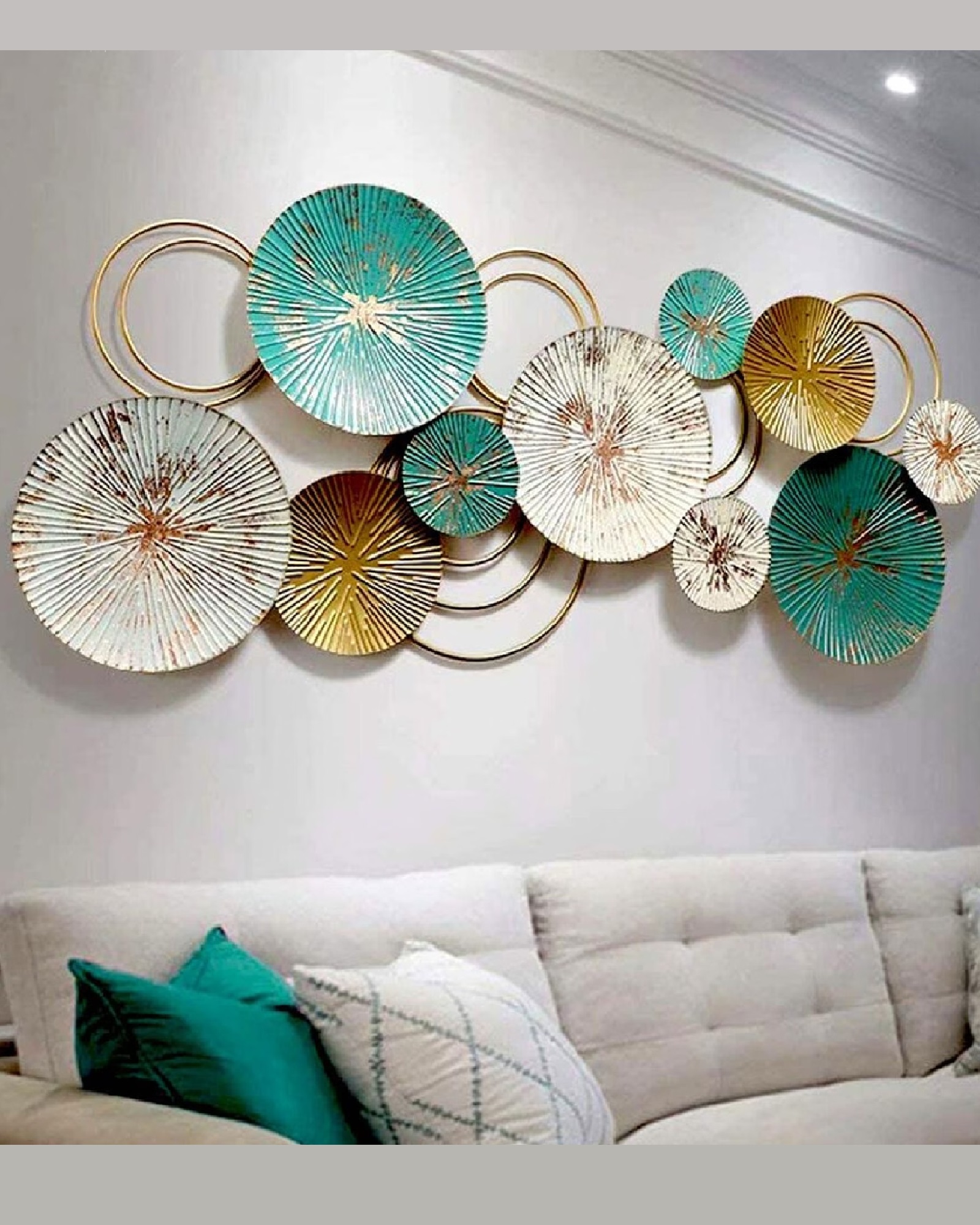 DECOR WALL HANGING METAL WALL ART ANTIQUE COLLECTION SKY BLUE ( 52× 24) INCHES