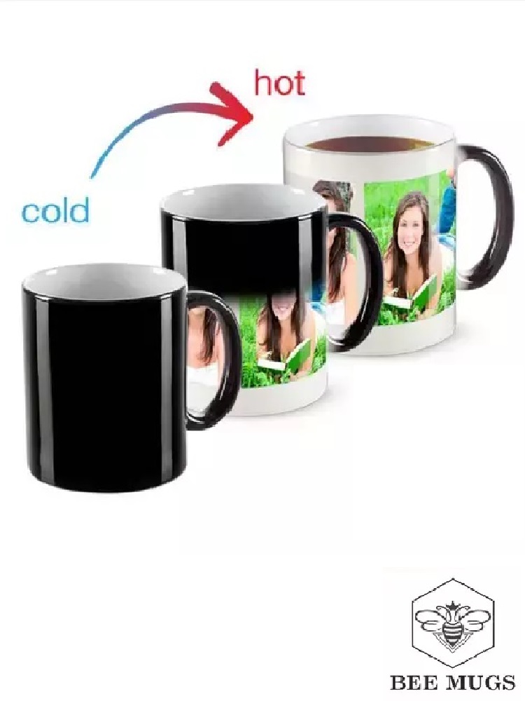 BeeMugs Color Changing Magic Cup/Mugs (Black) Ceramic Coffee Mug (330 ml)