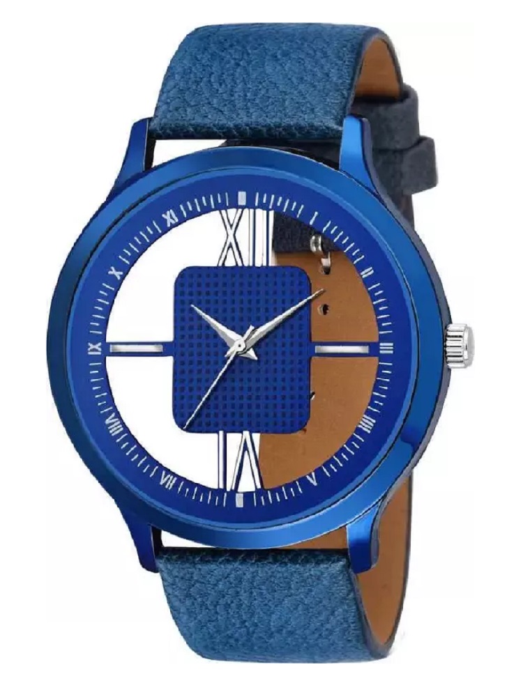 ANDHAK BLUE New look Round Open Dial BLUE color strap New Fashion Men watch Analog Watch