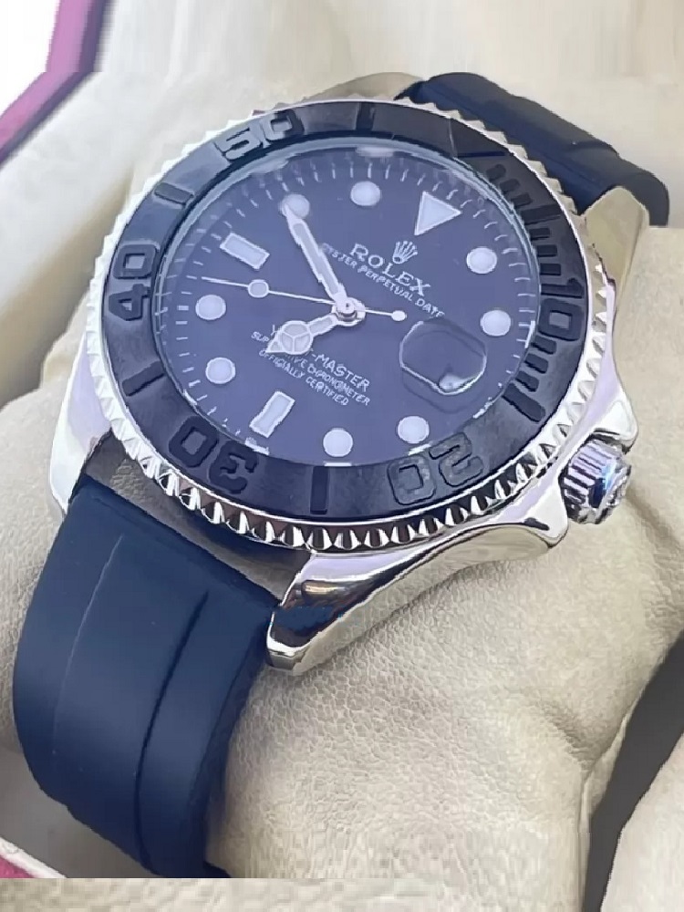 Rolex Yacht Master Steel Black Rubber Strap Swiss Automatic Watch