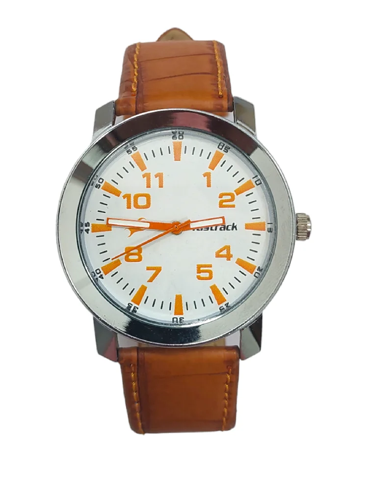 ANDHAK FASTRACK Silver Crono Ad Dial DIAL BROWN LEATHER STRAP WATCH