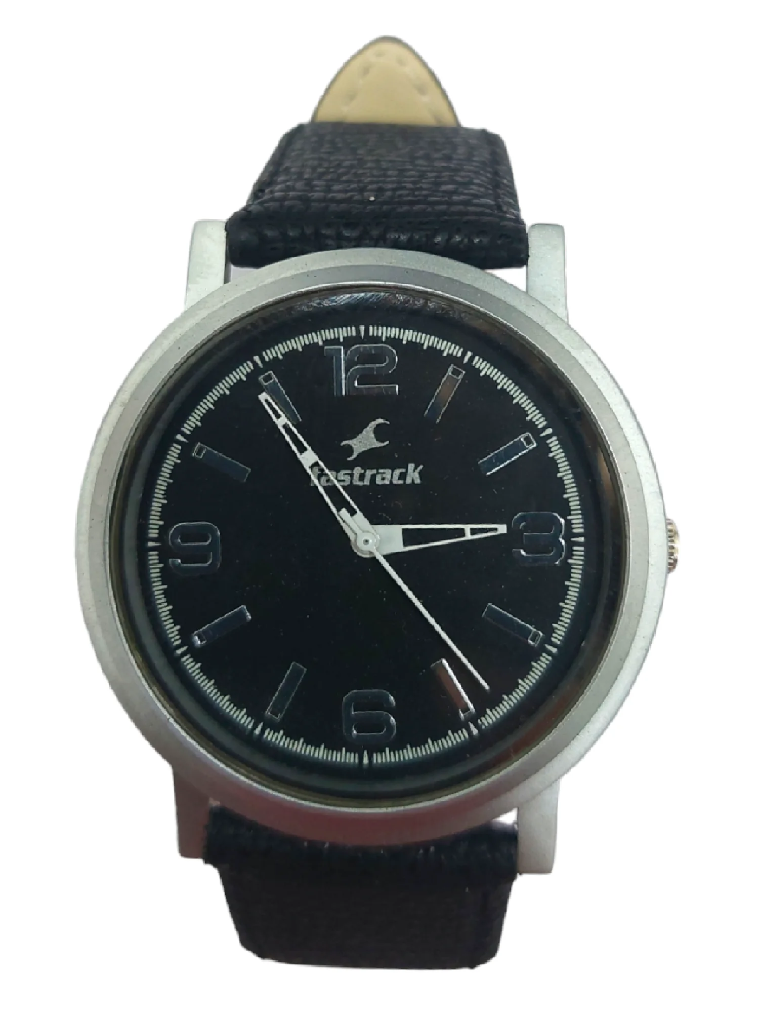 ANDHAK FASTRACK Black SLIM Dial Black Leather Strap Watch