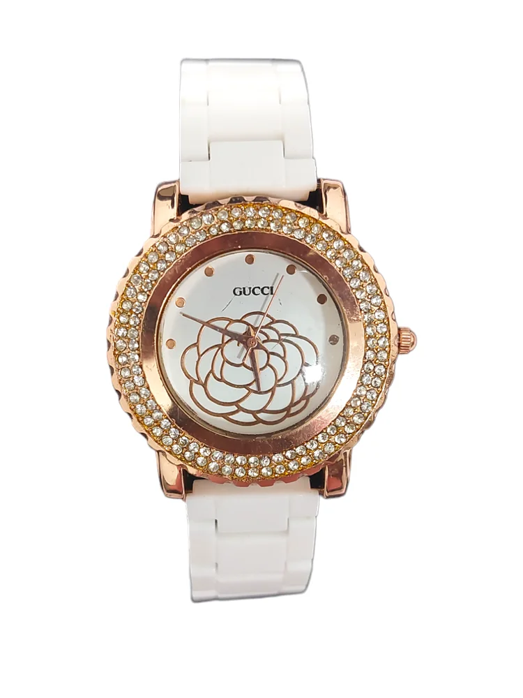 Andhak gucci Analog White dial with Rose Design Women's Watch